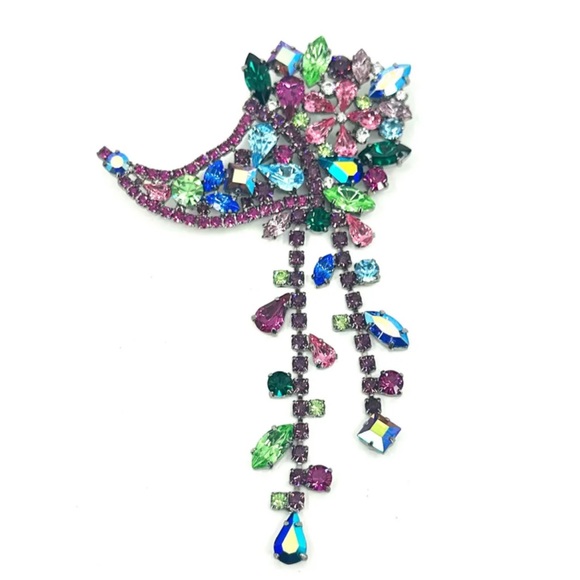 🌟NICKY BUTLER Fashion Multi Crystal Cornucopia Drop Brooch Limited NEW - Picture 12 of 14